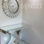 Güneş Retro Silver Model Siyah Gümüş Renk Dekoratif Aynalı Duvar Saati-7