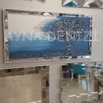 Luna Model Mozaik Aynalı Mavi Renk Ayna Çerçeveli Ağaç Tablo-6