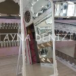 Sinyora Model Eskitme Beyaz Renk Ayaklı Boy Aynası-7