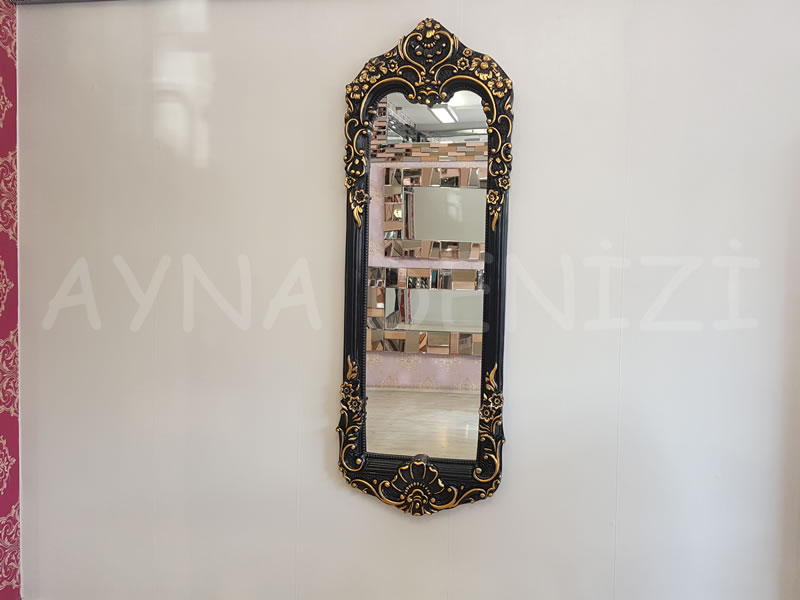 Klasik Boncuklu Model Siyah Altın Renk Boy Aynası