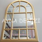 Latina Model Altın Renk Dekoratif Pencere Ayna-10