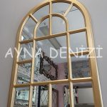 Latina Model Altın Renk Dekoratif Pencere Ayna-5