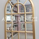 Latina Model Altın Renk Dekoratif Pencere Ayna-6