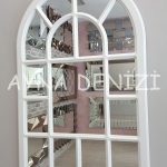 Latina Model Beyaz Renk Dekoratif Pencere Ayna-4