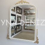 Lady Model Beyaz Altın Renk Dekoratif Ayna-1