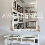 Lady Model Beyaz Altın Renk Dekoratif Ayna-10