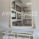 Lady Model Beyaz Altın Renk Dekoratif Ayna-11