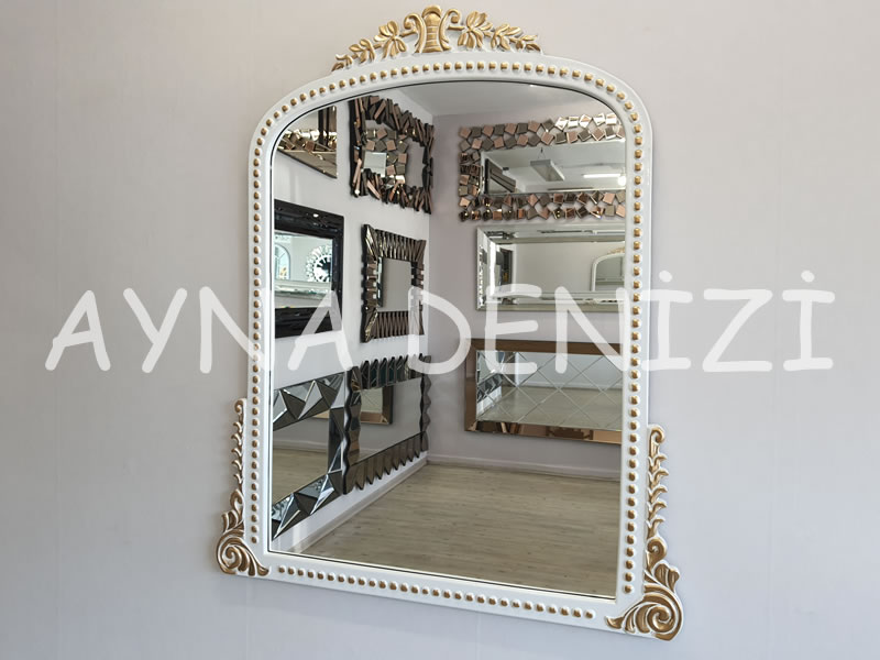 Lady Model Beyaz Altın Renk Dekoratif Ayna