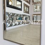 Majeste Elegant Model Silver Gümüş Renk Metal Çerçeveli Boy Aynası-14