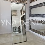 Majeste Luxury Model Siyah Renk Metal Çerçeveli Ayaklı Boy Aynası-1