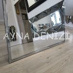 Matilda Luxury Model Platin Gümüş Renk Metal Çerçeveli Ayaklı Boy Aynası-18