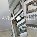 Matilda Luxury Model Platin Gümüş Renk Metal Çerçeveli Ayaklı Boy Aynası-6
