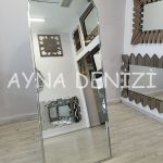 Matilda Luxury Model Platin Gümüş Renk Metal Çerçeveli Ayaklı Boy Aynası-7