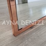 Matilda Luxury Model Rose Gold Altın Renk Metal Çerçeveli Ayaklı Boy Aynası-12