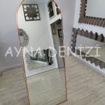 Matilda Luxury Model Rose Gold Altın Renk Metal Çerçeveli Ayaklı Boy Aynası-9