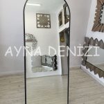 Matilda Luxury Model Siyah Renk Metal Çerçeveli Ayaklı Boy Aynası-4