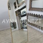 Matilda Luxury Model Yellow Gold Altın Renk Metal Çerçeveli Ayaklı Boy Aynası-7