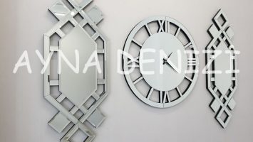 Deluxe Future Silver Model Üçlü Set Aynalı Saatli Niş Takımı