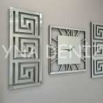 Premium Time Silver Model Üçlü Set Aynalı Saatli Niş Takımı-1