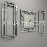 Stylish Time Silver Model Üçlü Set Aynalı Saatli Niş Takımı-2