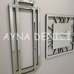 Stylish Time Silver Model Üçlü Set Aynalı Saatli Niş Takımı-35