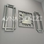 Stylish Time Silver Model Üçlü Set Aynalı Saatli Niş Takımı-4