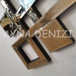Deluxe Time Bronze Model Üçlü Set Aynalı Saatli Niş Takımı-46