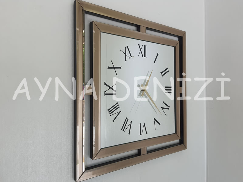 Sandy Roma Bronze Model Bronz Renk Dekoratif Aynalı Duvar Saati