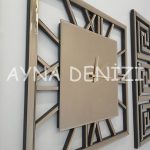 Premium Time Bronze Model Üçlü Set Aynalı Saatli Niş Takımı-11