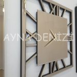 Stylish Time Bronze Model Üçlü Set Aynalı Saatli Niş Takımı-33
