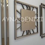 Stylish Time Bronze Model Üçlü Set Aynalı Saatli Niş Takımı-34