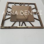 Time Bronze Model Bronz Renk Dekoratif Aynalı Duvar Saati-14