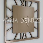Time Bronze Model Bronz Renk Dekoratif Aynalı Duvar Saati-19
