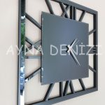 Time Smoked Model Füme Renk Dekoratif Aynalı Duvar Saati-24
