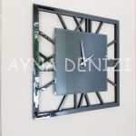 Time Smoked Model Füme Renk Dekoratif Aynalı Duvar Saati-5