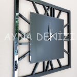 Time Smoked Model Füme Renk Dekoratif Aynalı Duvar Saati-6