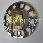 When Roma Bronze Model Bronz Renk Dekoratif Aynalı Duvar Saati-13