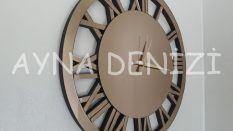 When Roma Bronze Model Bronz Renk Dekoratif Aynalı Duvar Saati