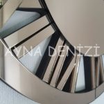 When Roma Bronze Model Bronz Renk Dekoratif Aynalı Duvar Saati-25