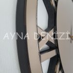 When Roma Bronze Model Bronz Renk Dekoratif Aynalı Duvar Saati-26