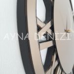 When Roma Bronze Model Bronz Renk Dekoratif Aynalı Duvar Saati-39