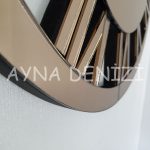 When Roma Bronze Model Bronz Renk Dekoratif Aynalı Duvar Saati-45