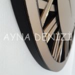 When Roma Bronze Model Bronz Renk Dekoratif Aynalı Duvar Saati-46