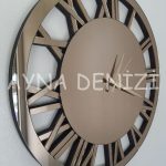 When Roma Bronze Model Bronz Renk Dekoratif Aynalı Duvar Saati-8