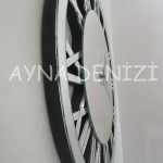 When Roma Silver Model Gümüş Renk Dekoratif Aynalı Duvar Saati-19