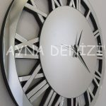 When Roma Silver Model Gümüş Renk Dekoratif Aynalı Duvar Saati-20