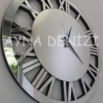When Roma Silver Model Gümüş Renk Dekoratif Aynalı Duvar Saati-21