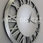 When Roma Silver Model Gümüş Renk Dekoratif Aynalı Duvar Saati-3