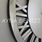 When Roma Silver Model Gümüş Renk Dekoratif Aynalı Duvar Saati-33