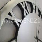 When Roma Silver Model Gümüş Renk Dekoratif Aynalı Duvar Saati-34